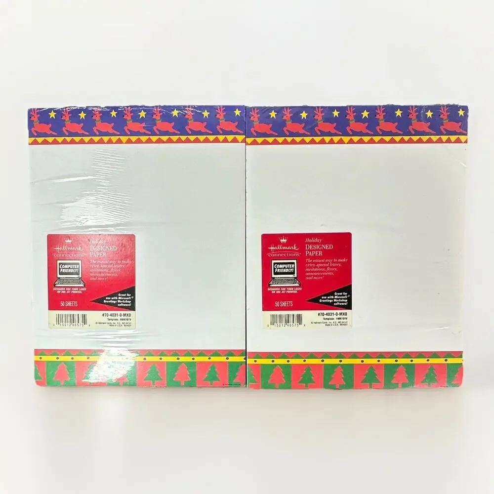 Vtg Christmas Holiday Border Paper 2 Packs 100 Sheets Total Premium 8.5x11 Sheet